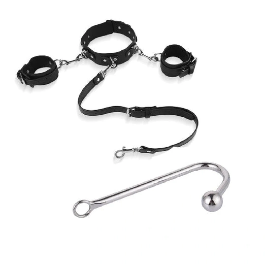 Cuffs Elegant Anal Hook with Collar 5334 and Beaded 0204